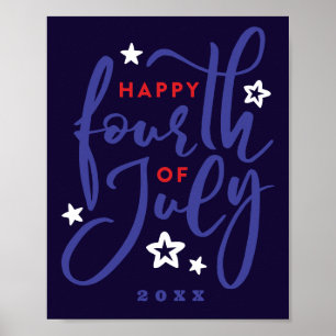 7月の幸せな4th手作りスクリプトw/stars ポスター