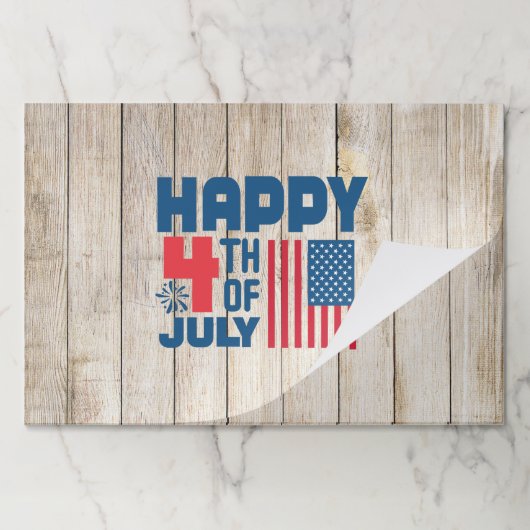 7月の幸せな4th木材素朴紙配置 ペーパーパッド (折り畳み)