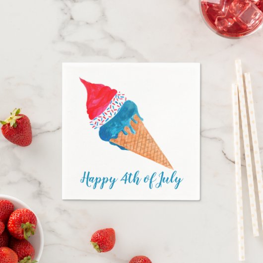 7月の幸せな4th水彩アイスクリーム スタンダードカクテルナプキン (インサイチュ)