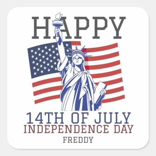 7月の幸せな4th独立の日パーティー スクエアシール (正面)