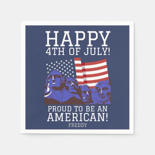 7月の幸せな4th独立の日パーティー スタンダードカクテルナプキン (正面)