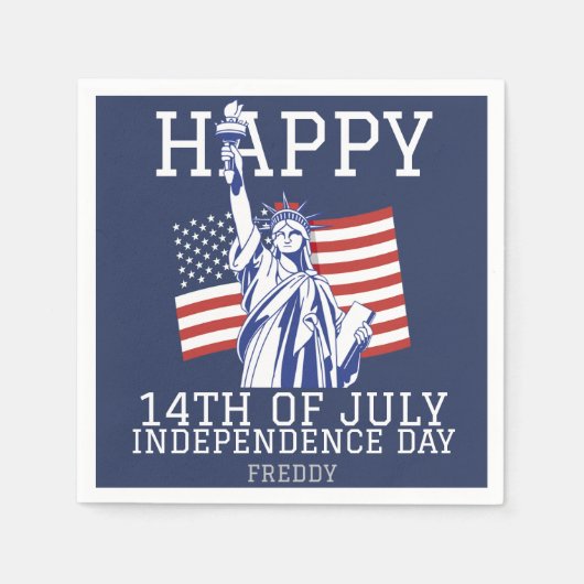 7月の幸せな4th独立の日パーティー スタンダードカクテルナプキン (正面)