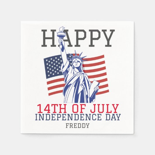 7月の幸せな4th独立の日パーティー スタンダードカクテルナプキン (正面)