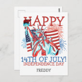 7月の幸せな4th独立の日パーティー ポストカード (正面/裏面)
