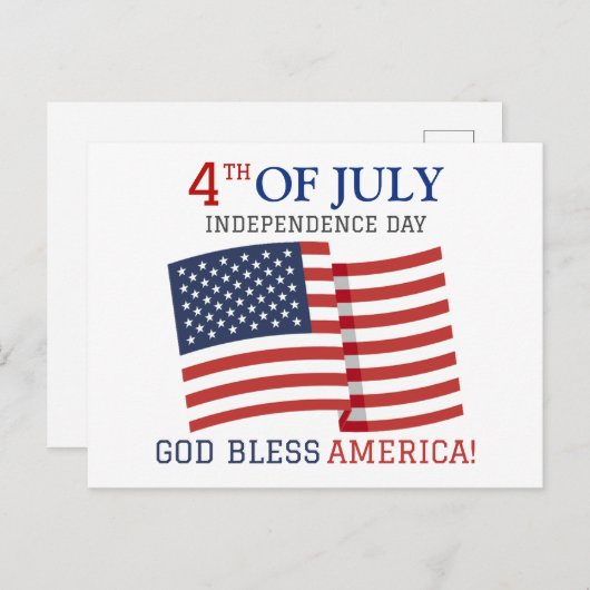 7月の幸せな4th独立の日パーティー ポストカード (正面/裏面)