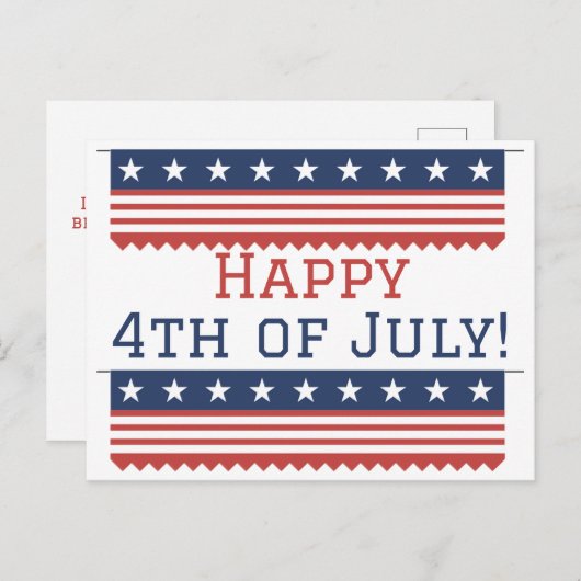 7月の幸せな4th独立の日パーティー ポストカード (正面/裏面)
