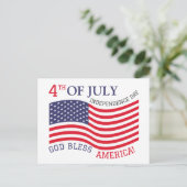 7月の幸せな4th独立の日赤白青 ポストカード (スタンド正面)