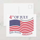 7月の幸せな4th独立の日赤白青 ポストカード (正面/裏面)