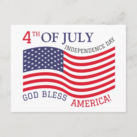 7月の幸せな4th独立の日赤白青 ポストカード (正面)