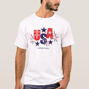 7月の幸せな4th独立の日赤白青 tシャツ