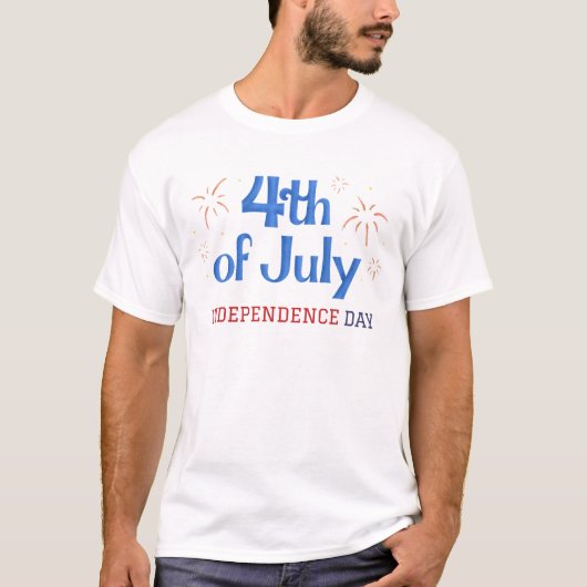 7月の幸せな4th独立の日赤白青 tシャツ (正面)