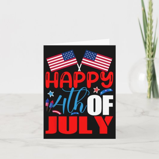 7月の幸せな4th独立の日Usa American Fl カード (正面)