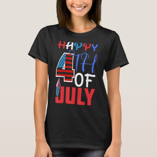 7月の幸せな4th独立日1776アメリカ人F Tシャツ (正面)