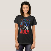 7月の幸せな4th独立日1776アメリカ人F Tシャツ (正面フル)