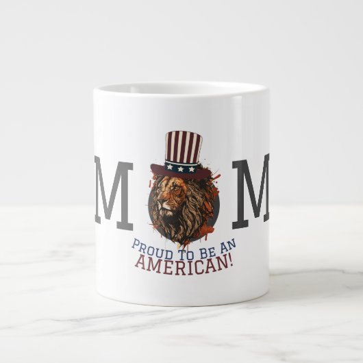 7月の幸せな4th独立記念日アメリカパーティー ジャンボコーヒーマグカップ (正面)