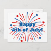 7月の幸せな4th独立記念日パーティーはがき インビテーションポストカード (正面/裏面)