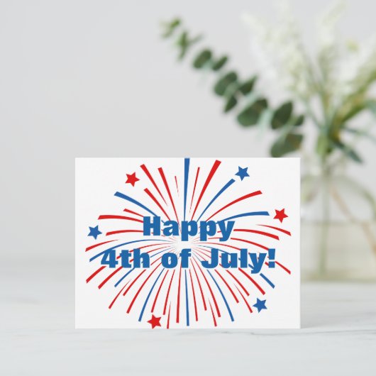 7月の幸せな4th独立記念日パーティーはがき インビテーションポストカード (スタンド正面)