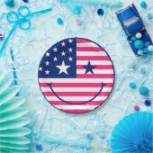 7月の幸せ4日かわいい赤と青 ペーパープレート (パーティー)