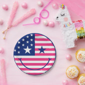 7月の幸せ4日かわいい赤と青 ペーパープレート (パーティー)