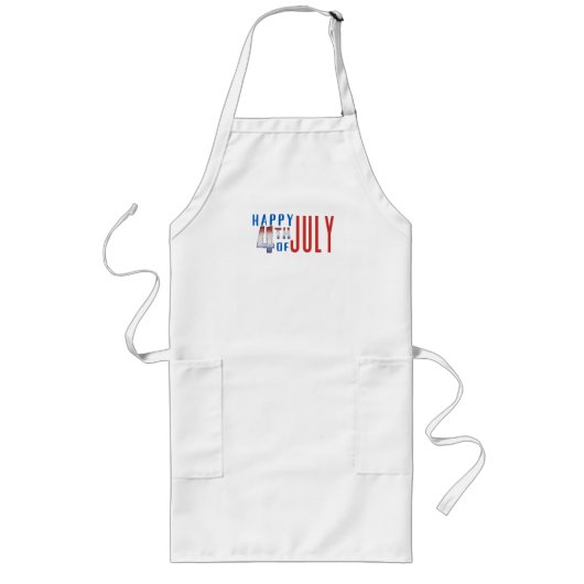 7月の幸せ4日きらめくワードアート ロングエプロン (正面)