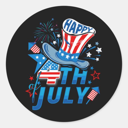 7月の幸せ4日の愛国的なアメリカ国旗のindepend ラウンドシール (正面)