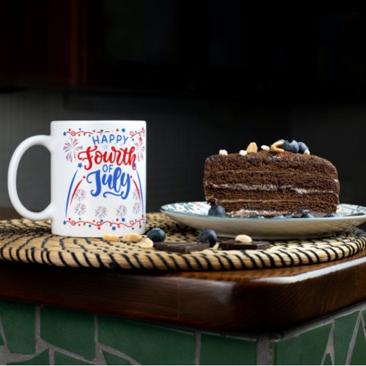 7月の幸せ4日の赤と白 マグカップ