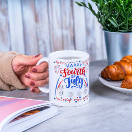 7月の幸せ4日の赤と白 マグカップ