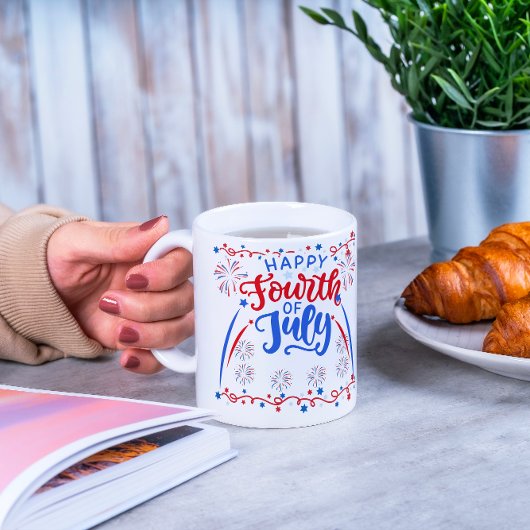 7月の幸せ4日の赤と白 マグカップ