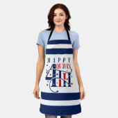 7月の幸せ4日の赤と青 エプロン (着用した状態)