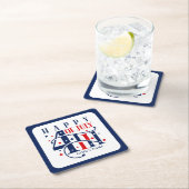 7月の幸せ4日の赤と青 スクエアペーパーコースター (インサイチュ)