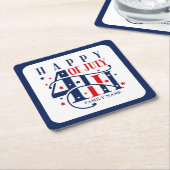 7月の幸せ4日の赤と青 スクエアペーパーコースター (アングル)