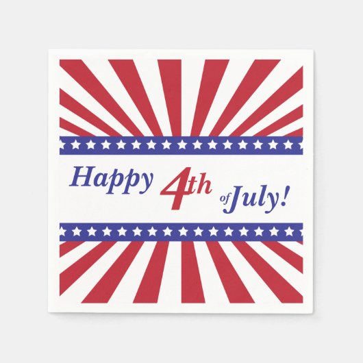 7月の幸せ4日の赤と青 スタンダードカクテルナプキン (正面)