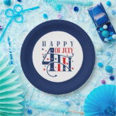 7月の幸せ4日の赤と青 ペーパープレート (パーティー)