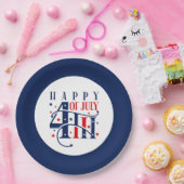 7月の幸せ4日の赤と青 ペーパープレート (パーティー)