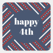 7月の幸せ4日の赤白青スター&ストライプズ スクエアシール (正面)