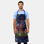 7月の幸せ4日テキサス州ロングホーンスタイル! エプロン (着用した状態)