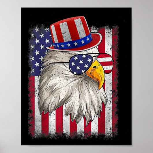 7月の幸せ4日デザインヴィンテージ国旗 ポスター (正面)