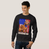 7月の幸せ4日プライドアメリカ国旗Dachshund Da スウェットシャツ (正面フル)