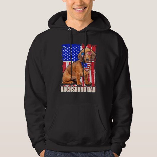 7月の幸せ4日プライドアメリカ国旗Dachshund Da パーカ (正面)