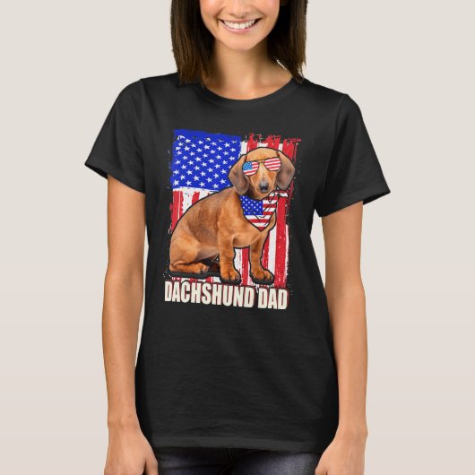 7月の幸せ4日プライドアメリカ国旗Dachshund Da Tシャツ (正面)