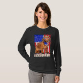 7月の幸せ4日プライドアメリカ国旗Dachshund Da Tシャツ (正面フル)