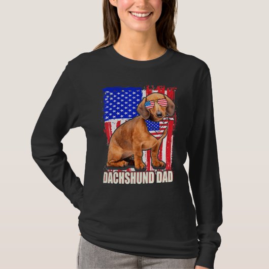 7月の幸せ4日プライドアメリカ国旗Dachshund Da Tシャツ (正面)