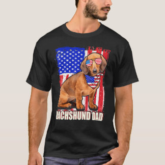 7月の幸せ4日プライドアメリカ国旗Dachshund Da Tシャツ