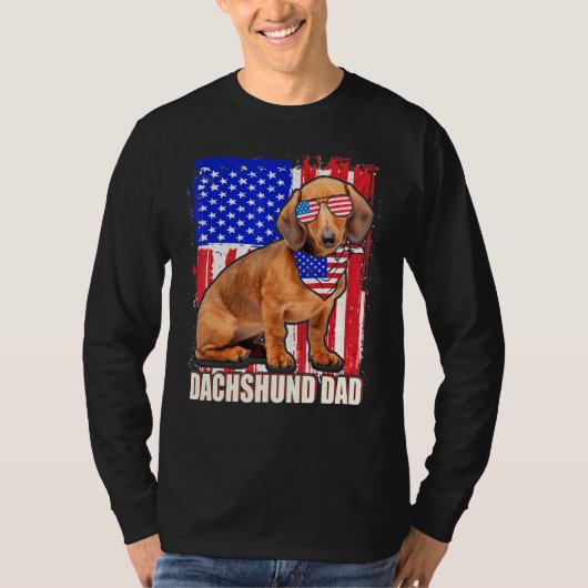 7月の幸せ4日プライドアメリカ国旗Dachshund Da Tシャツ (正面)