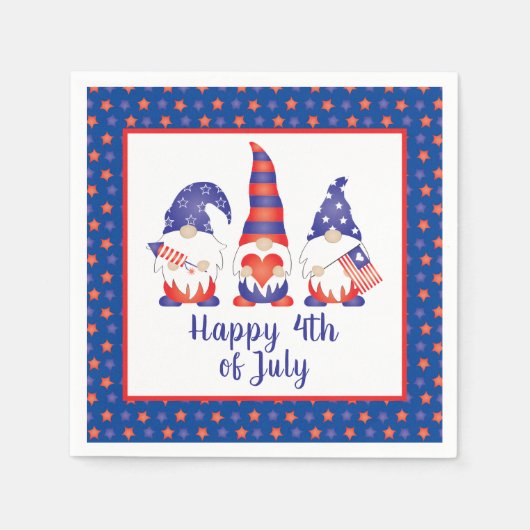 7月の幸せ4日格言赤白青 スタンダードカクテルナプキン (正面)