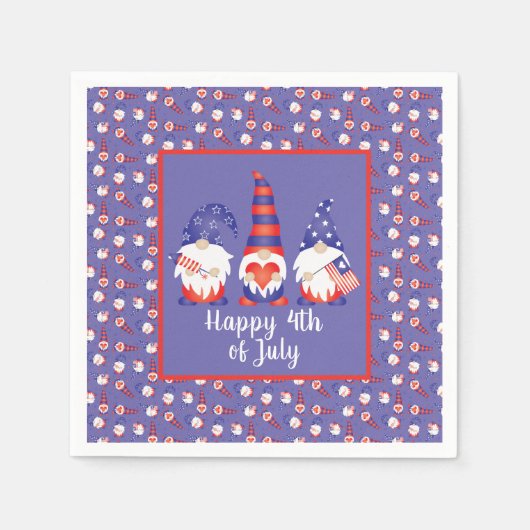 7月の幸せ4日格言赤白青 スタンダードカクテルナプキン (正面)