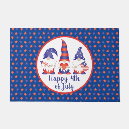 7月の幸せ4日格言赤白青 ドアマット (正面)