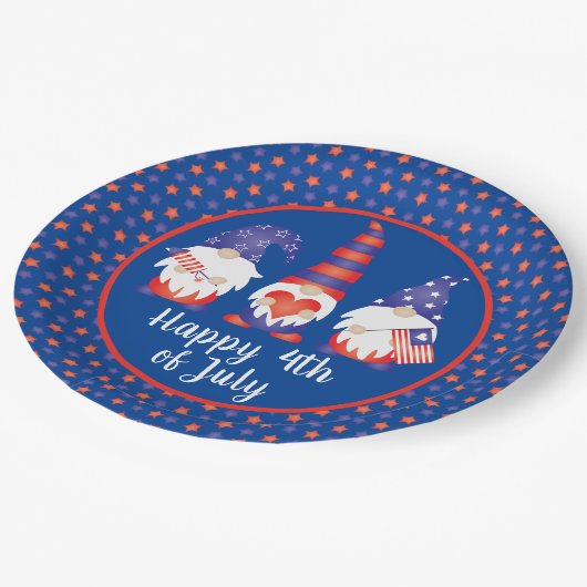 7月の幸せ4日格言赤白青 ペーパープレート (アングル)