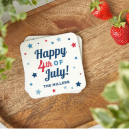 7月の幸せ4日紅白と青の愛国心 スクエアペーパーコースター