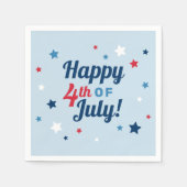 7月の幸せ4日紅白と青の愛国心 スタンダードカクテルナプキン (正面)